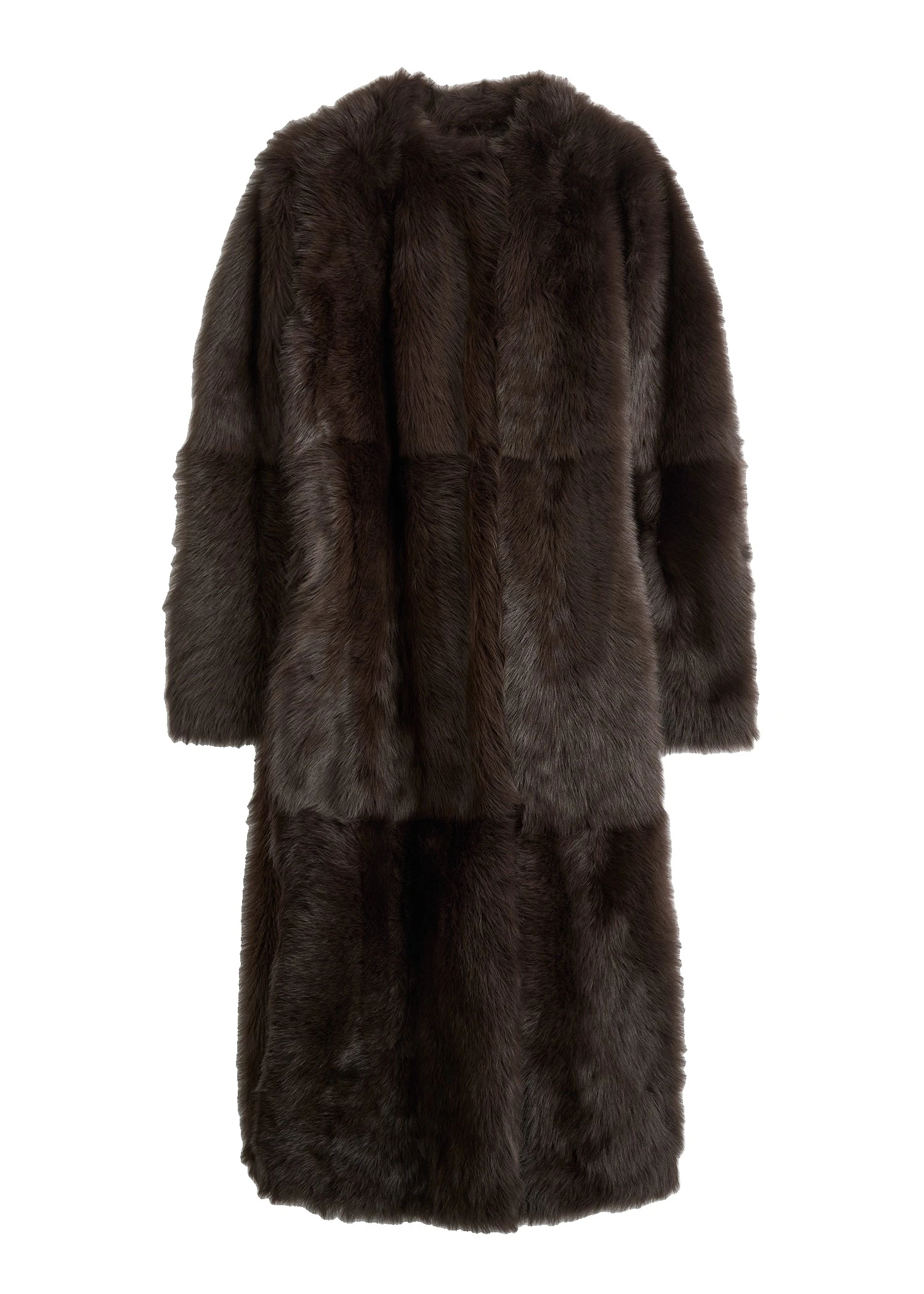 Silky shearling coat in Dark brown