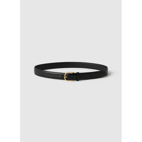 Toteme Slim croco-embossed belt in Black, view 3