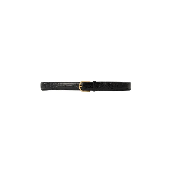 Toteme Slim croco-embossed belt in Black