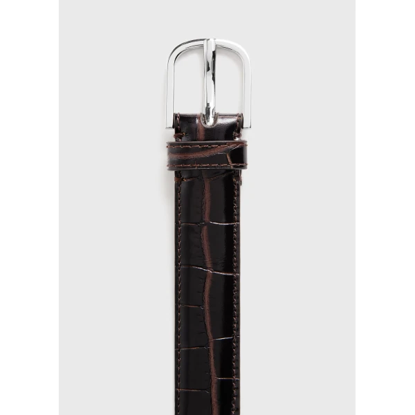 Toteme Slim croco-embossed belt in Chocolate, view 6