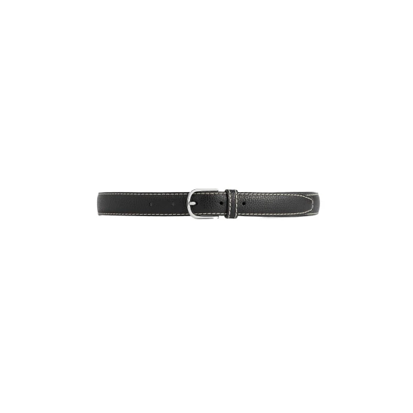 Slim grained-leather belt in Black
