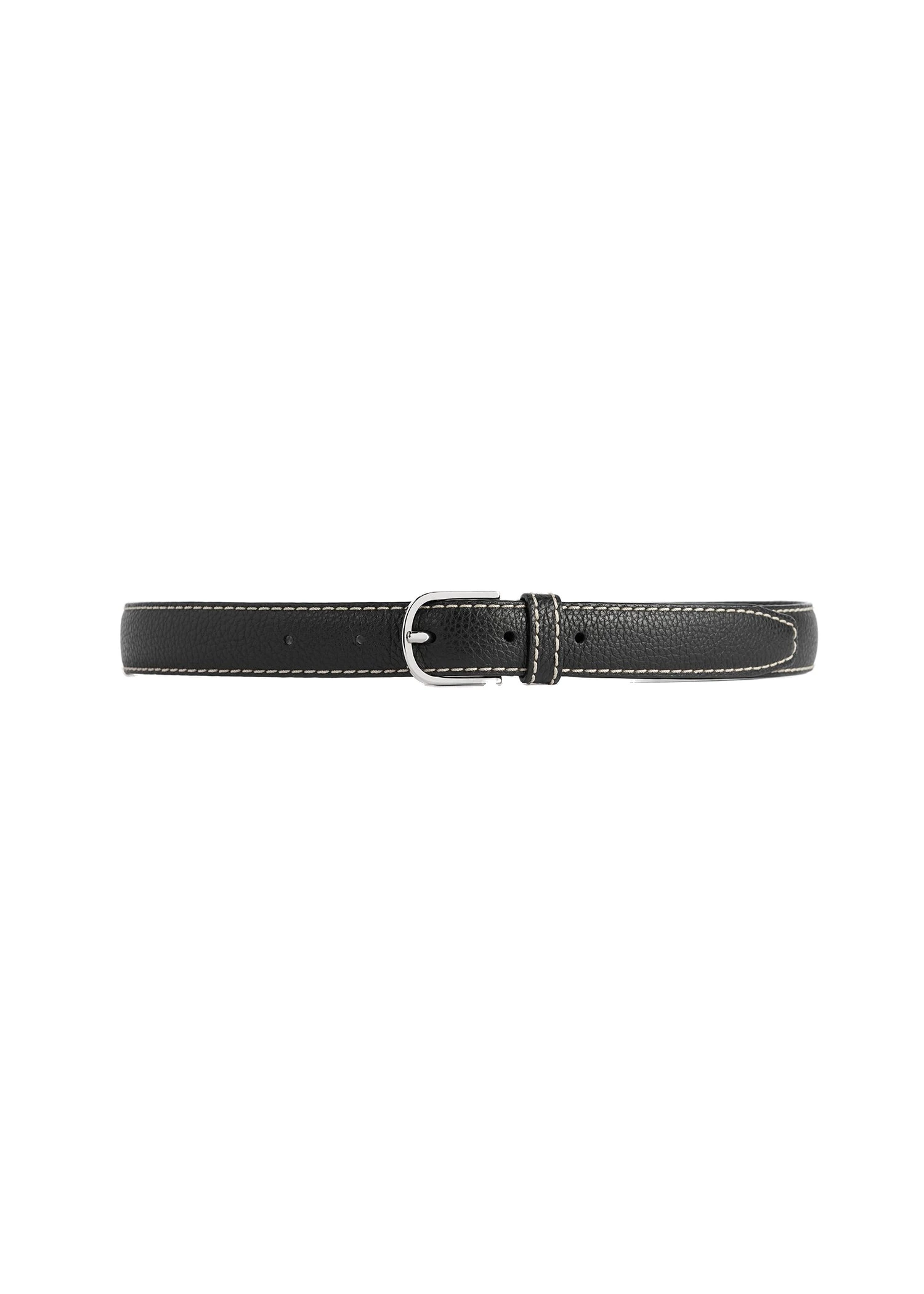 Slim grained-leather belt in Black