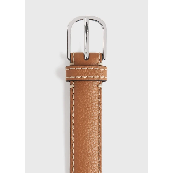 Toteme Slim grained-leather belt in Tan, view 5