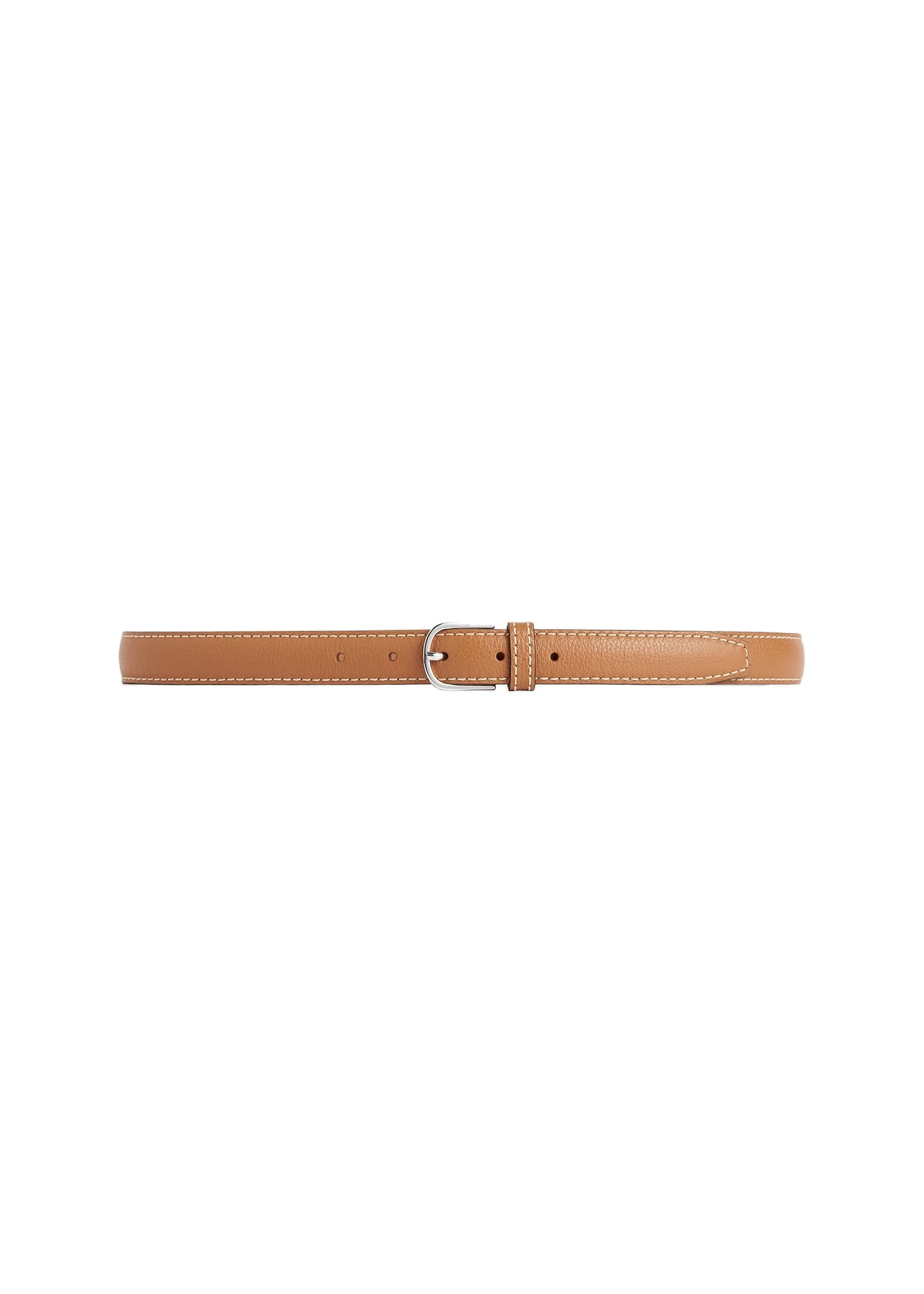 Slim grained-leather belt in Tan