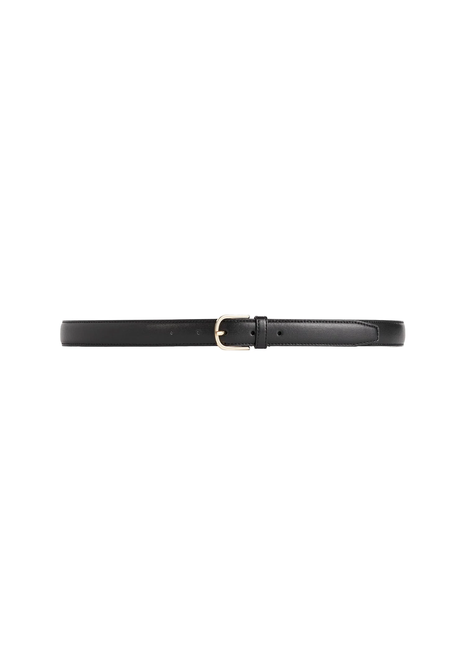 Slim leather belt in Black
