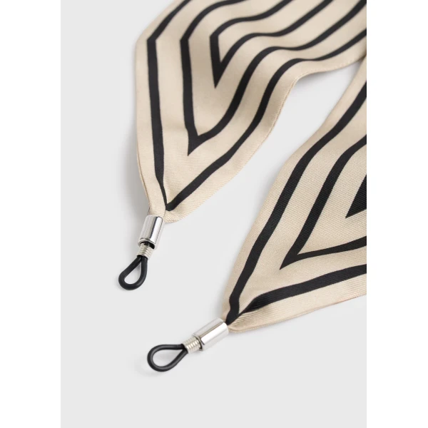 Toteme Striped sunglasses scarf in Ecru / Black, view 4