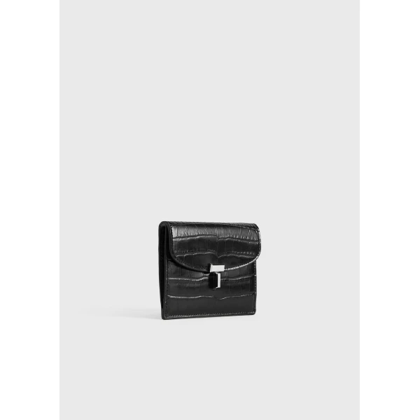Toteme T-Lock croco-embossed cardholder in Black, view 6