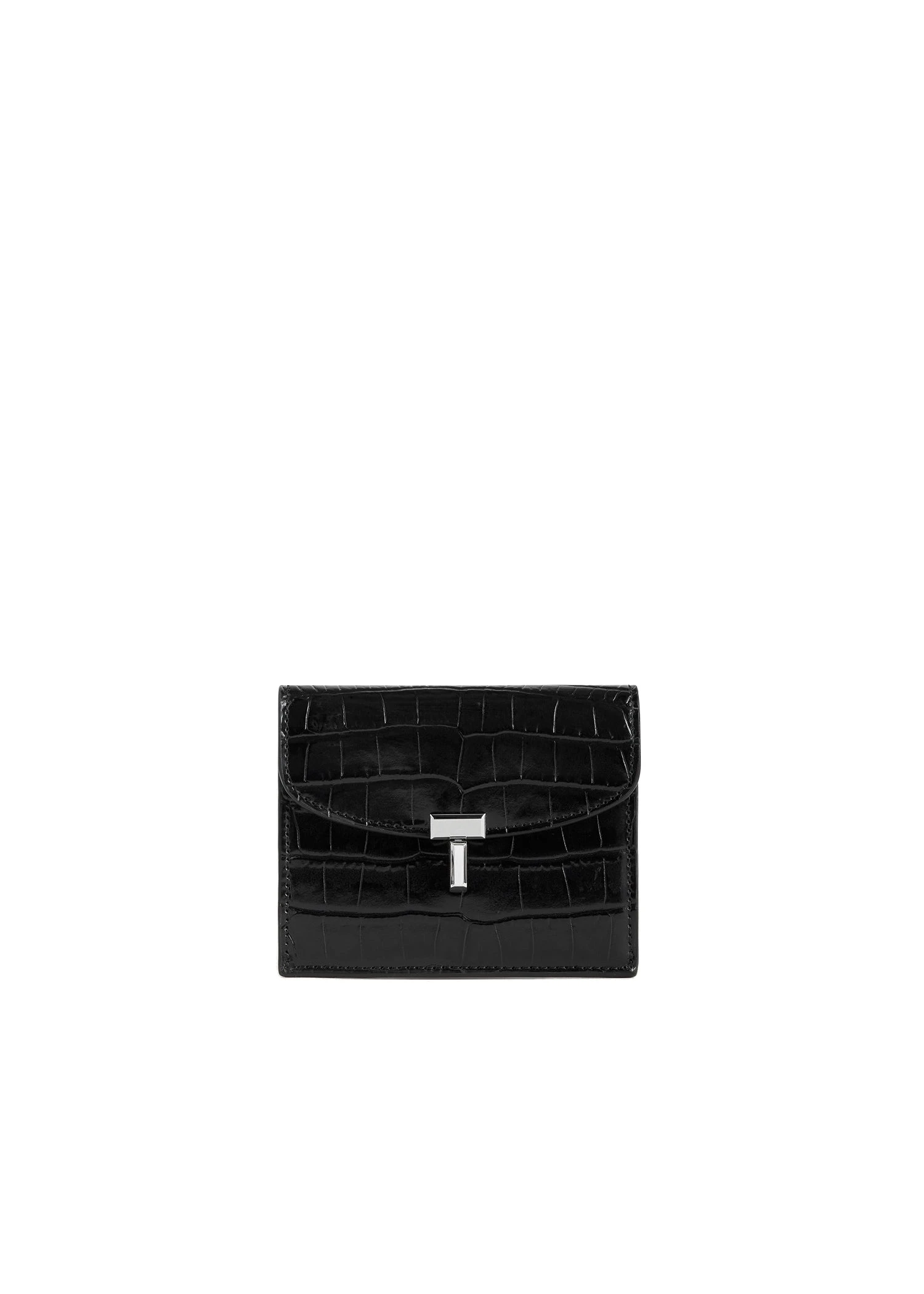 T-Lock croco-embossed cardholder in Black