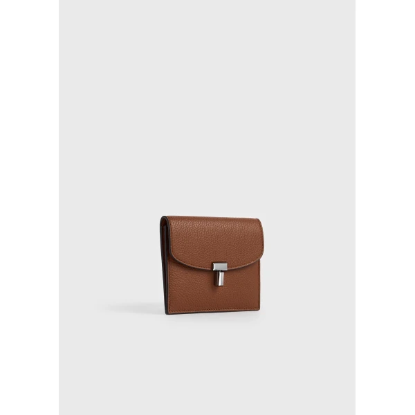 Toteme T-Lock grained-leather cardholder in Sienna, view 3
