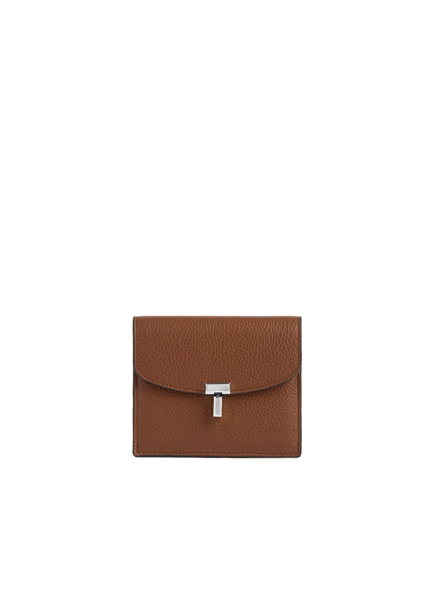 T-Lock grained-leather cardholder in Sienna