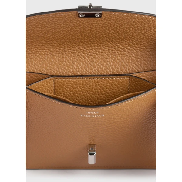 Toteme T-Lock grained-leather cardholder in Tan, view 5