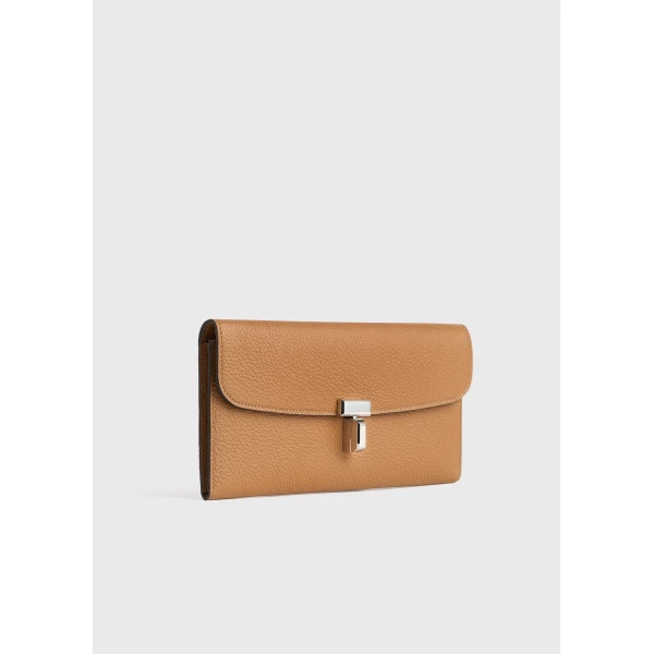 Toteme T-Lock grained-leather wallet in Tan, view 6