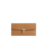 Toteme T-Lock grained-leather wallet in Tan