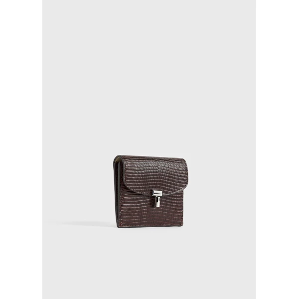 Toteme T-Lock lizard-embossed cardholder in Brown, view 4
