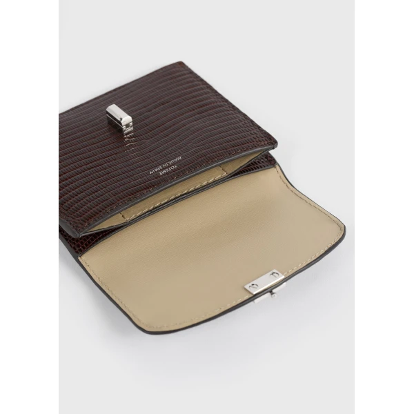 Toteme T-Lock lizard-embossed cardholder in Brown, view 5