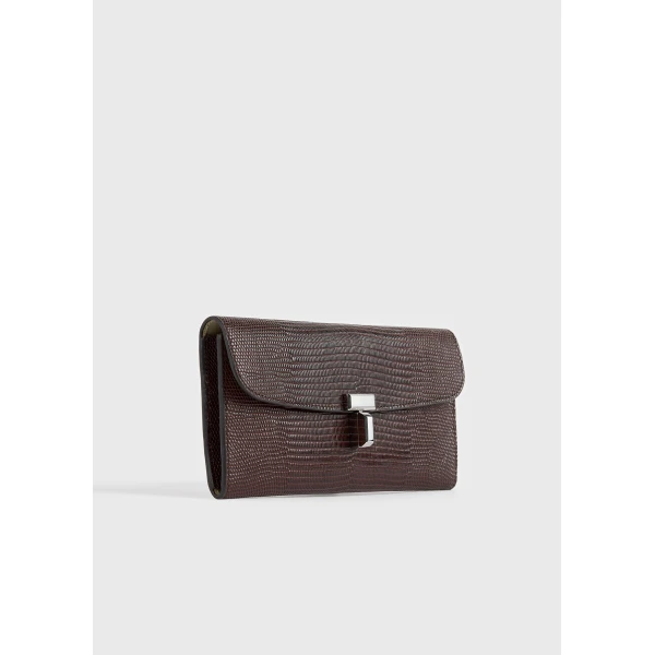 Toteme T-Lock lizard-embossed wallet in Brown, view 3