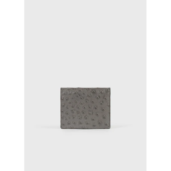 Toteme T-Lock ostrich-embossed cardholder in Grey, view 4