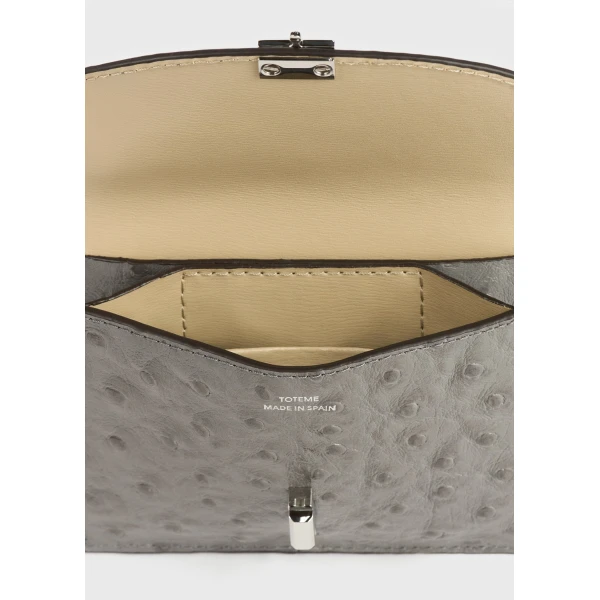 Toteme T-Lock ostrich-embossed cardholder in Grey, view 6