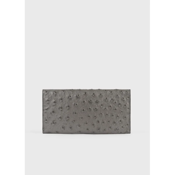 Toteme T-Lock ostrich-embossed wallet in Grey, view 5