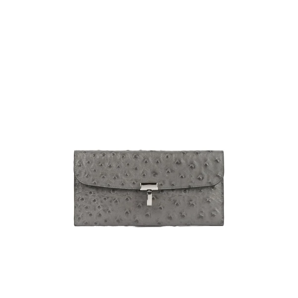 T-Lock ostrich-embossed wallet in Grey