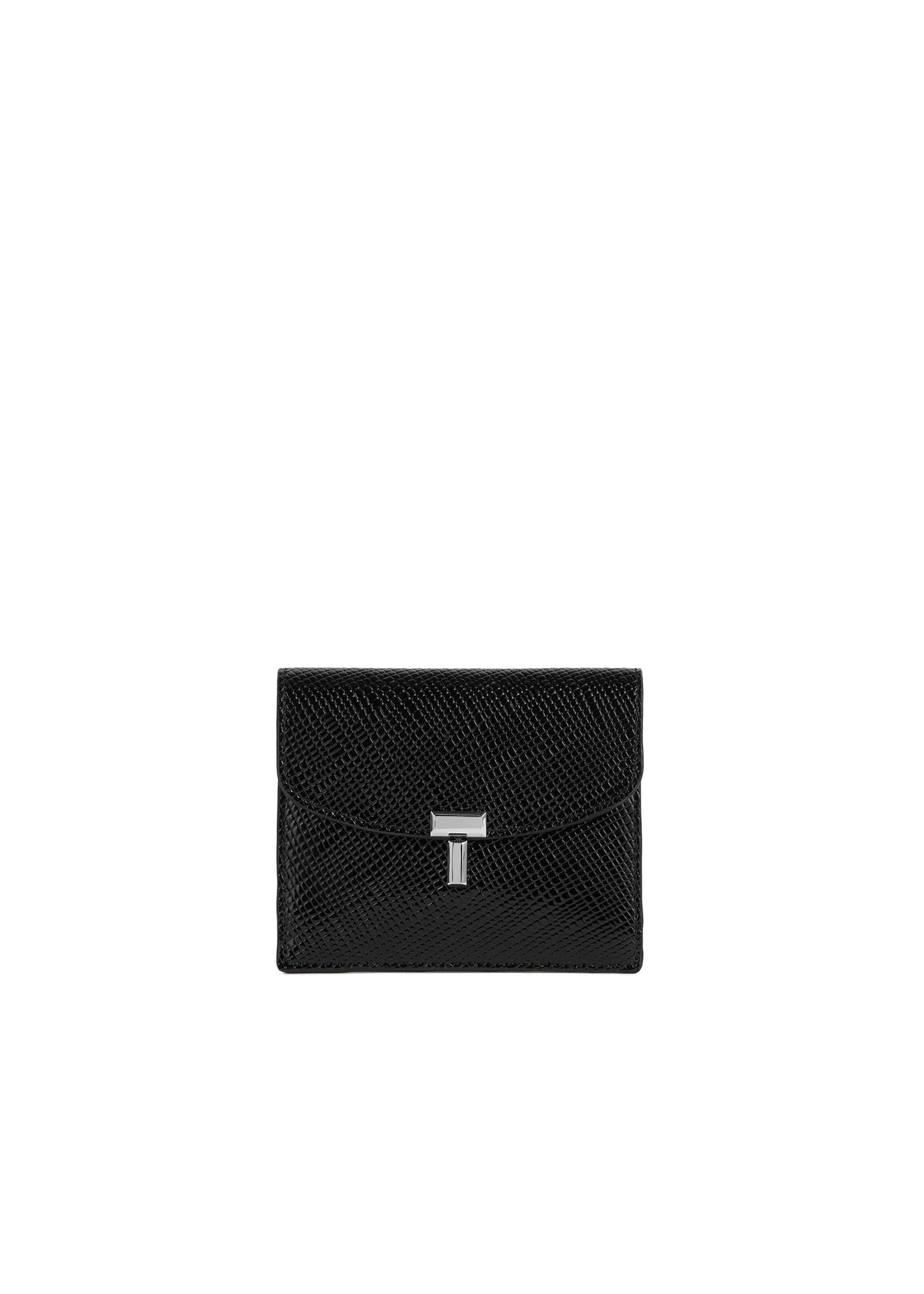 T-Lock palmellato-patent cardholder in Black