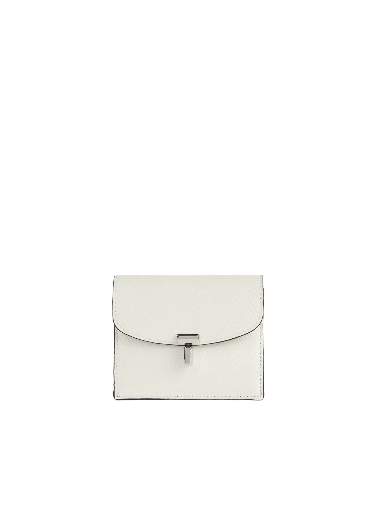 T-Lock palmellato-patent cardholder in Off-white