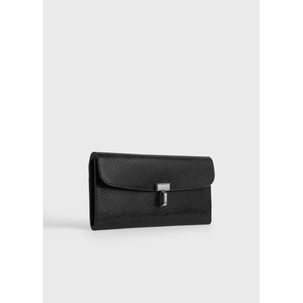 Toteme T-Lock palmellato-patent wallet in Black, view 4