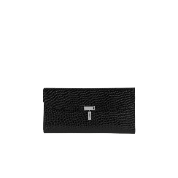 T-Lock palmellato-patent wallet in Black