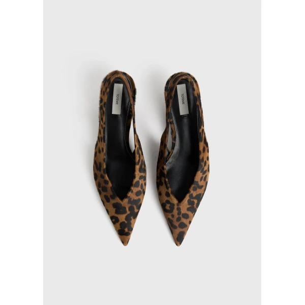 Toteme Wedge-heel pony hair slingbacks in Leopard, view 4