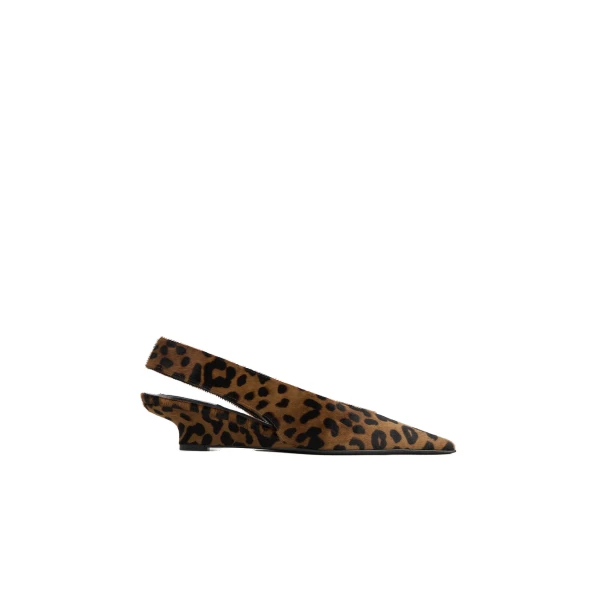 Wedge-heel pony hair slingbacks in Leopard
