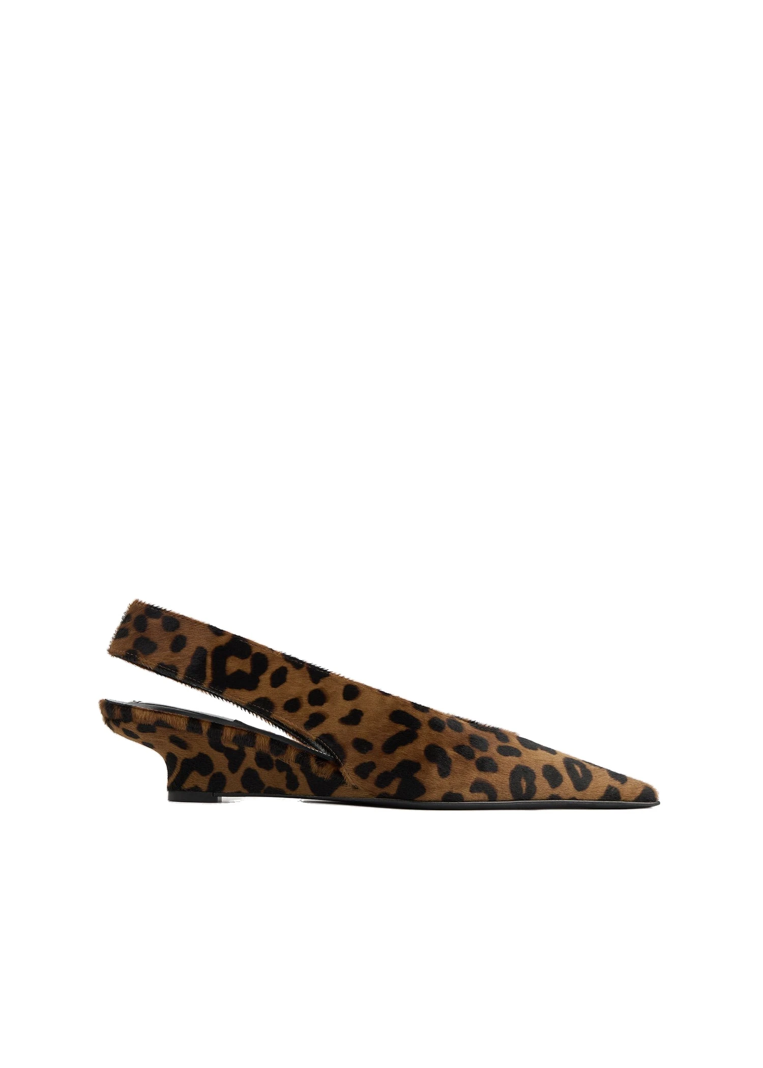 Wedge-heel pony hair slingbacks in Leopard