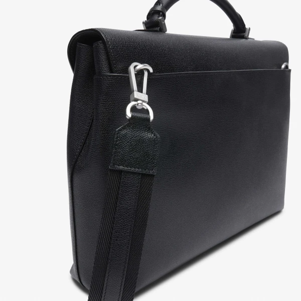 Valextra Avietta Briefcase with Flap 24H in Black | Men Bags | Luxury Shoes 