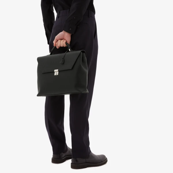 Valextra Avietta Briefcase with Flap 24H in Black | Men Bags | Luxury Shoes 