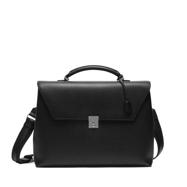 Valextra Avietta Briefcase with Flap 24H in Black | Men Bags | Luxury Shoes 