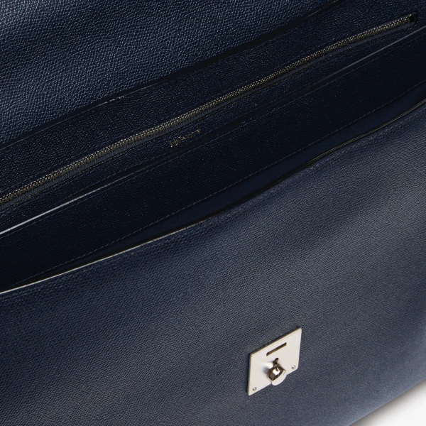 Valextra Avietta Briefcase with Flap 24H in Dark Blue | Men Bags | Luxury Shoes 