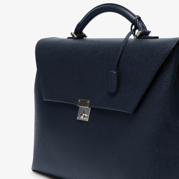 Valextra Avietta Briefcase with Flap 24H in Dark Blue | Men Bags | Luxury Shoes 