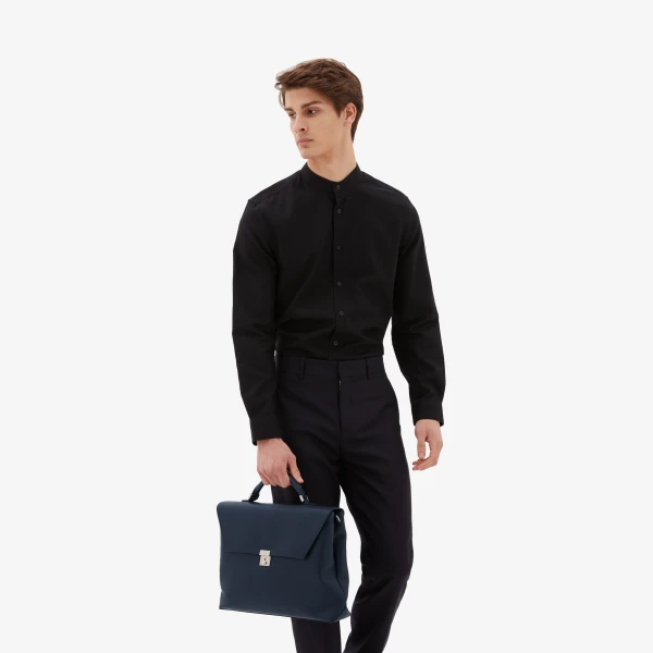 Valextra Avietta Briefcase with Flap 24H in Dark Blue | Men Bags | Luxury Shoes 