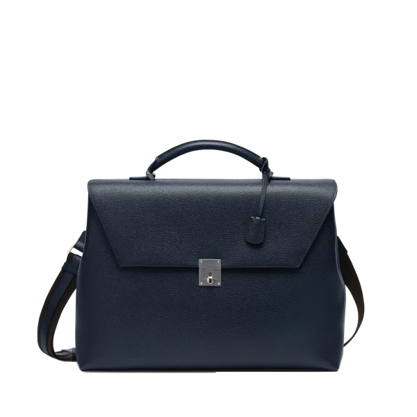 Valextra Avietta Briefcase with Flap 24H in Dark Blue | Men Bags | Luxury Shoes 