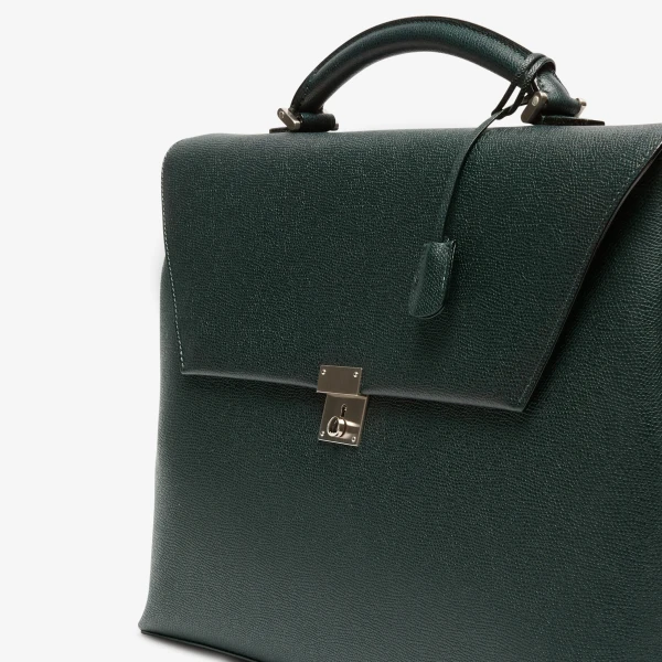 Valextra Avietta Briefcase with Flap 24H in Valextra Green | Men Bags | Luxury Shoes 