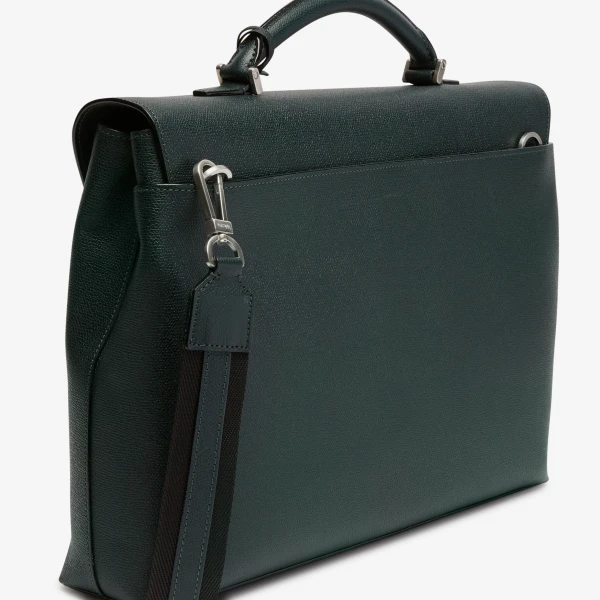 Valextra Avietta Briefcase with Flap 24H in Valextra Green | Men Bags | Luxury Shoes 