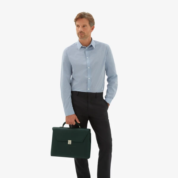 Valextra Avietta Briefcase with Flap 24H in Valextra Green | Men Bags | Luxury Shoes 
