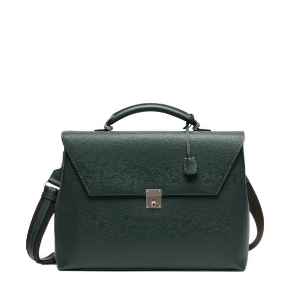 Valextra Avietta Briefcase with Flap 24H in Valextra Green | Men Bags | Luxury Shoes 