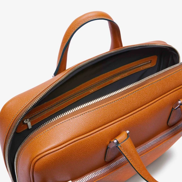 Valextra Avietta Briefcase with Zip 24H in Havana Brown | Men Bags | Luxury Shoes 