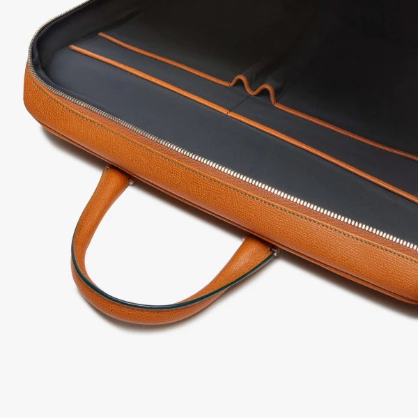 Valextra Avietta Briefcase with Zip 24H in Havana Brown | Men Bags | Luxury Shoes 