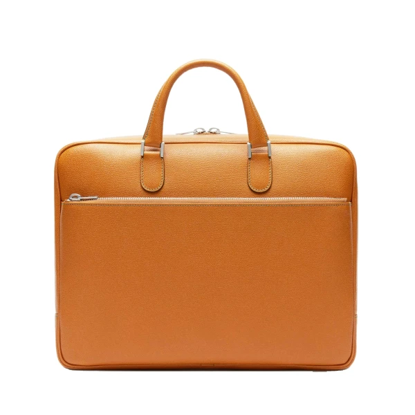 Valextra Avietta Briefcase with Zip 24H in Havana Brown | Men Bags | Luxury Shoes 