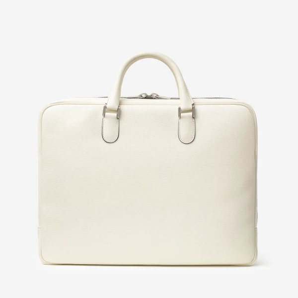 Valextra Avietta Briefcase with Zip 24H in Pergamena White | Totes & Top-Handle Bags | Luxury Shoes 