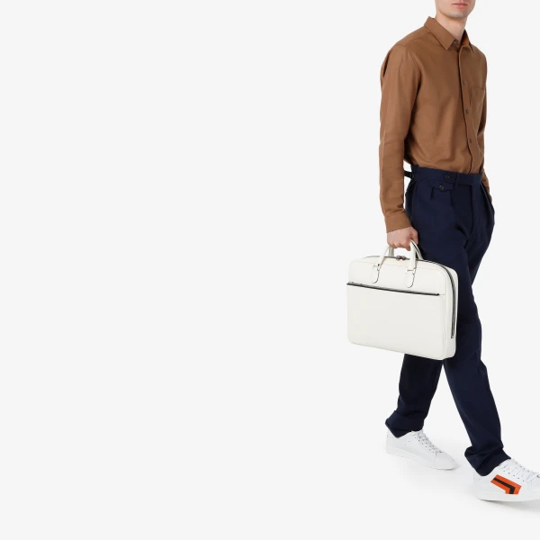 Valextra Avietta Briefcase with Zip 24H in Pergamena White | Totes & Top-Handle Bags | Luxury Shoes 