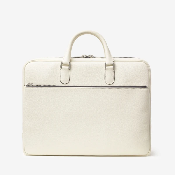 Valextra Avietta Briefcase with Zip 24H in Pergamena White | Totes & Top-Handle Bags | Luxury Shoes 