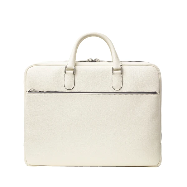 Valextra Avietta Briefcase with Zip 24H in Pergamena White | Totes & Top-Handle Bags | Luxury Shoes 