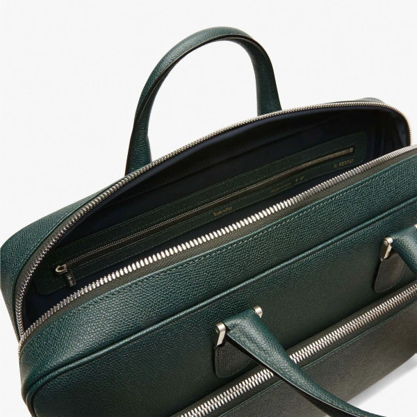 Valextra Avietta Briefcase with Zip 24H in Valextra Green | Men Bags | Luxury Shoes 